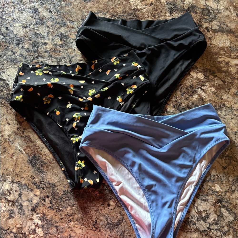 PINK Victoria's Secret Black, Blue, and Floral Bikini Bottoms